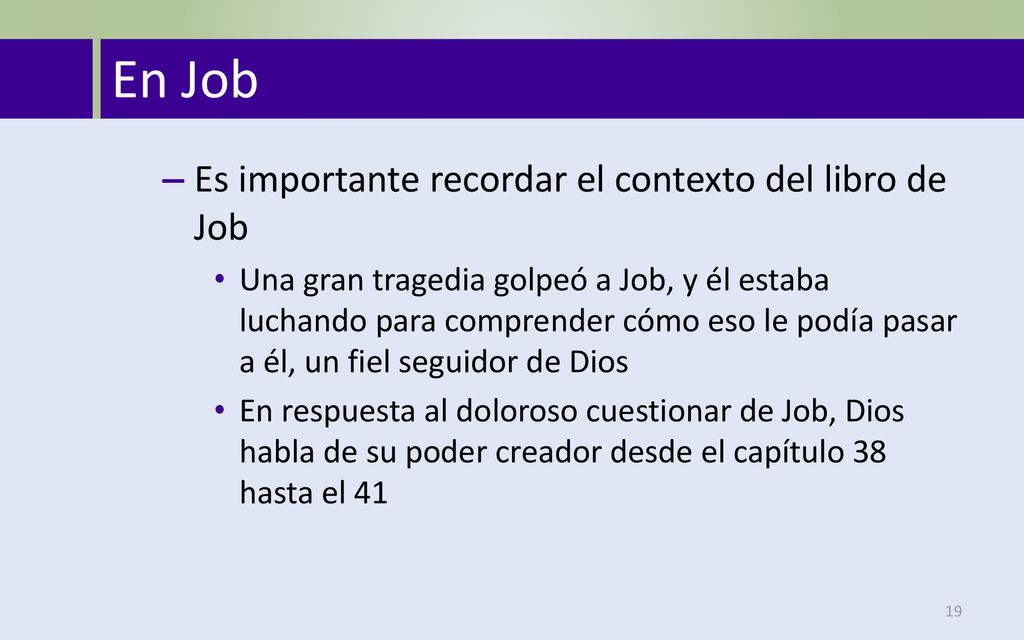 En Job Es importante recordar el contexto del libro de Job