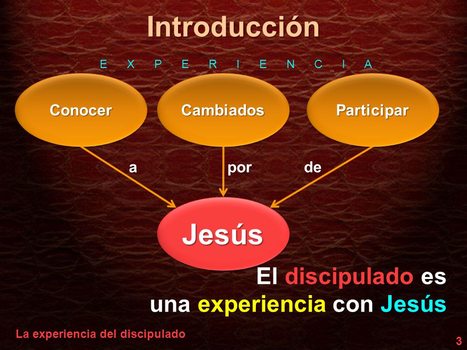 Introducción Jesús El discipulado es una experiencia con Jesús Conocer
