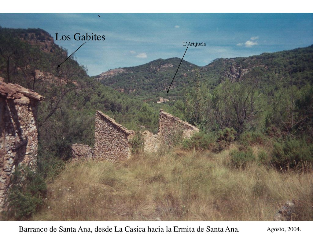 Los Gabites L’Artijuela. Barranco de Santa Ana, desde La Casica hacia la Ermita de Santa Ana.