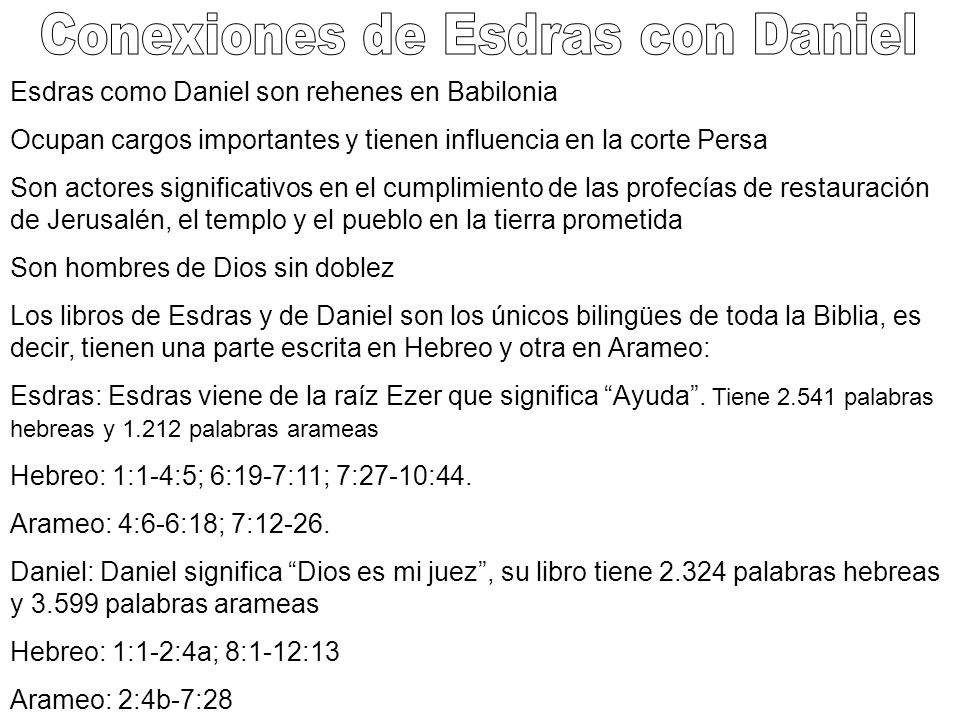 Conexiones de Esdras con Daniel