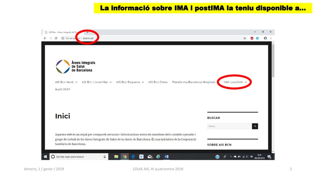 La informació sobre IMA i postIMA la teniu disponible a...