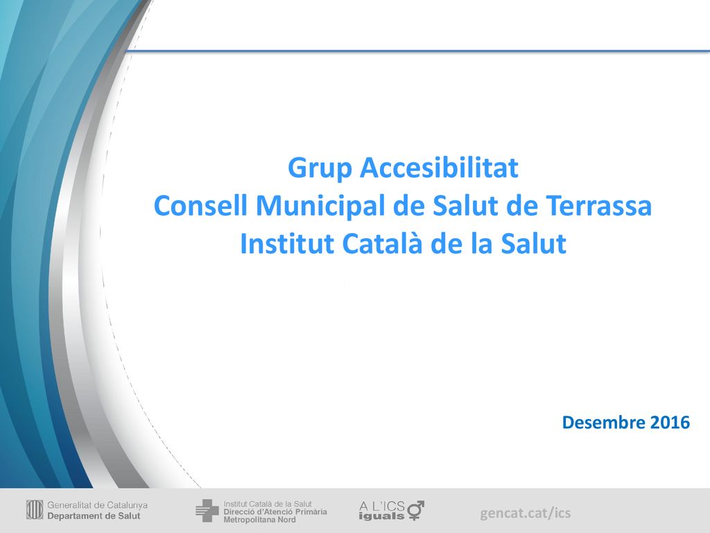 Grup Accesibilitat Consell Municipal de Salut de Terrassa Institut Català de la Salut