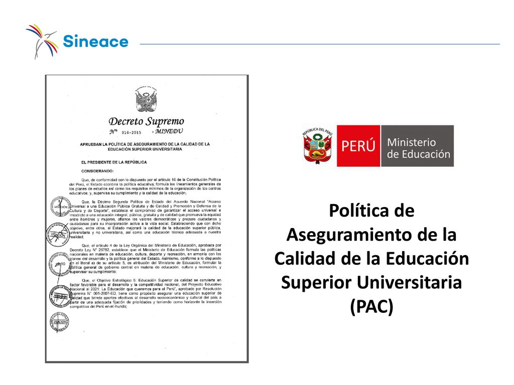 Política de Aseguramiento de la Calidad de la Educación Superior Universitaria (PAC)