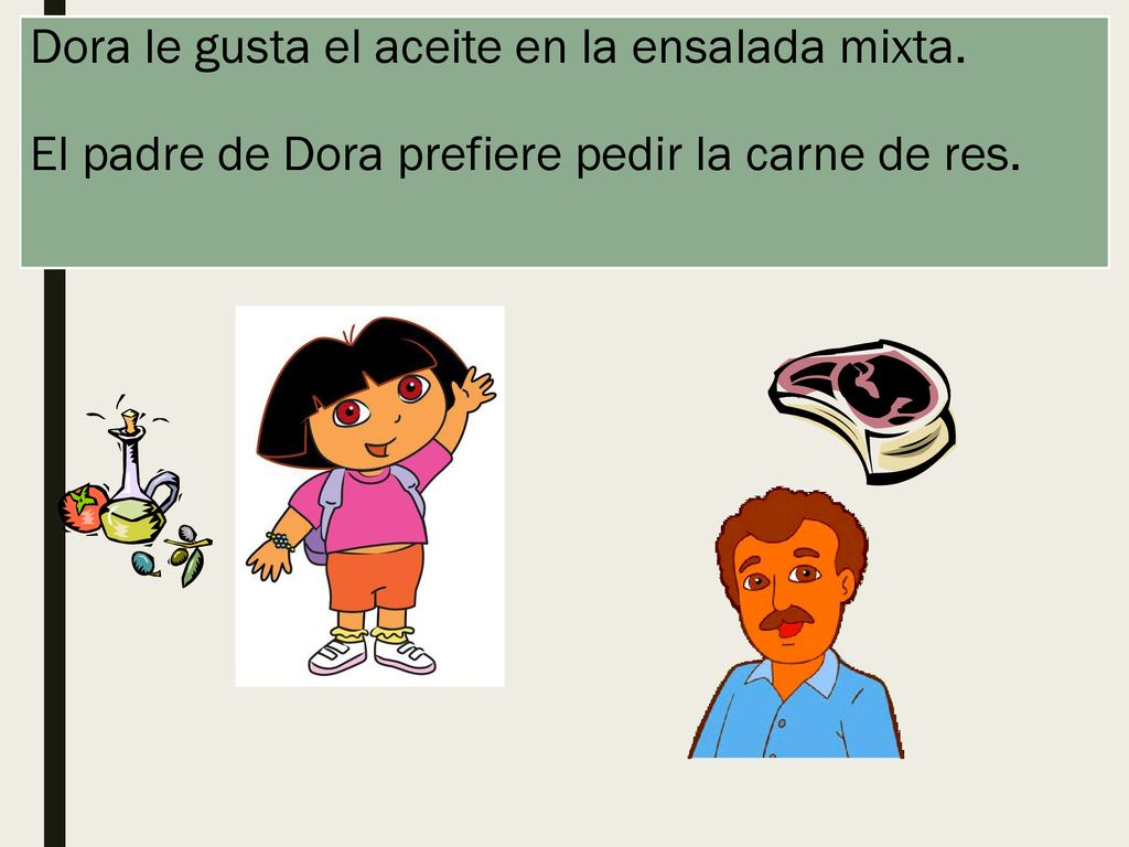 Dora le gusta el aceite en la ensalada mixta