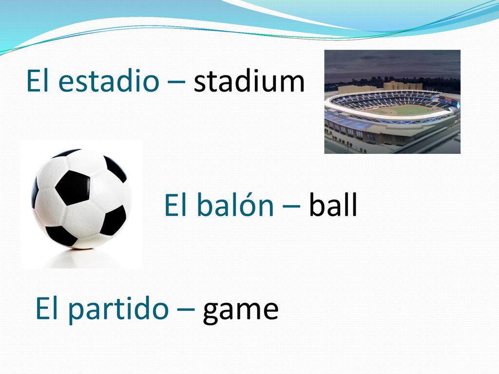 El estadio – stadium El balón – ball El partido – game