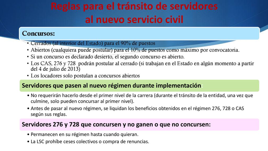 Reglas para el tránsito de servidores al nuevo servicio civil