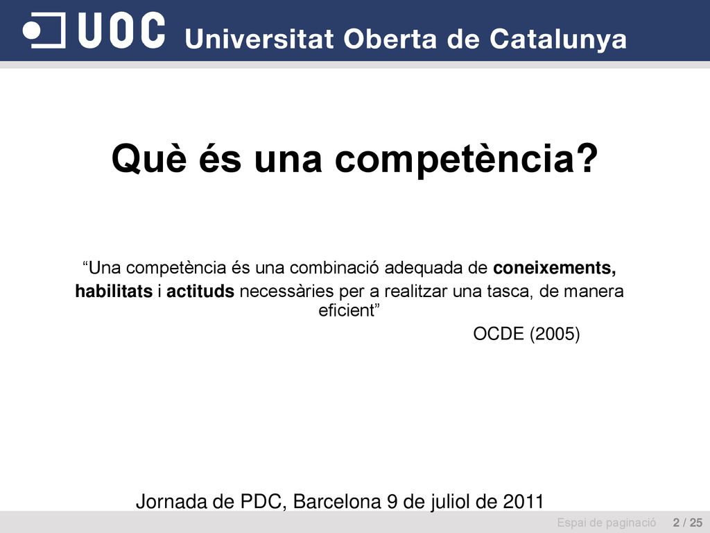 Què és una competència Jornada de PDC, Barcelona 9 de juliol de 2011