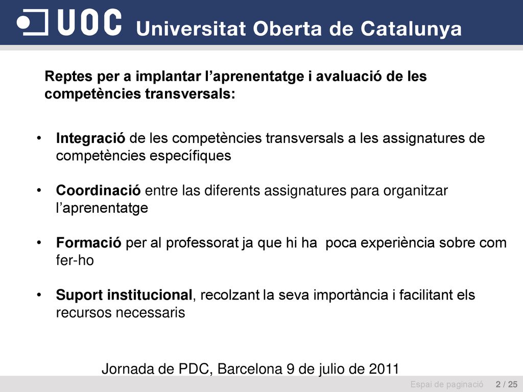 Jornada de PDC, Barcelona 9 de julio de 2011