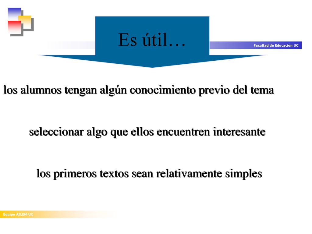 Es útil… los alumnos tengan algún conocimiento previo del tema