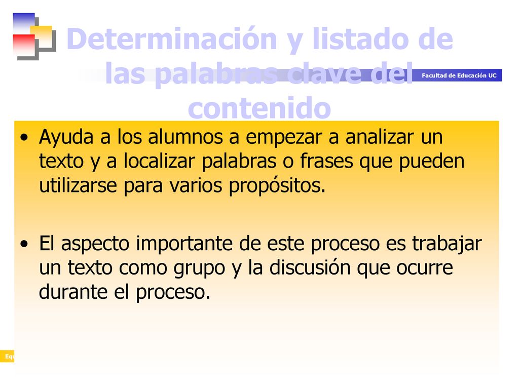 Determinación y listado de las palabras clave del contenido