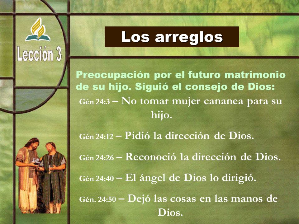 Los arreglos Gén 24:12 – Pidió la dirección de Dios.