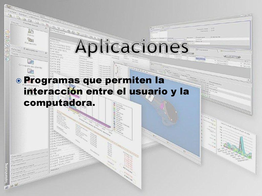 Aplicaciones Programas que permiten la interacción entre el usuario y la computadora.