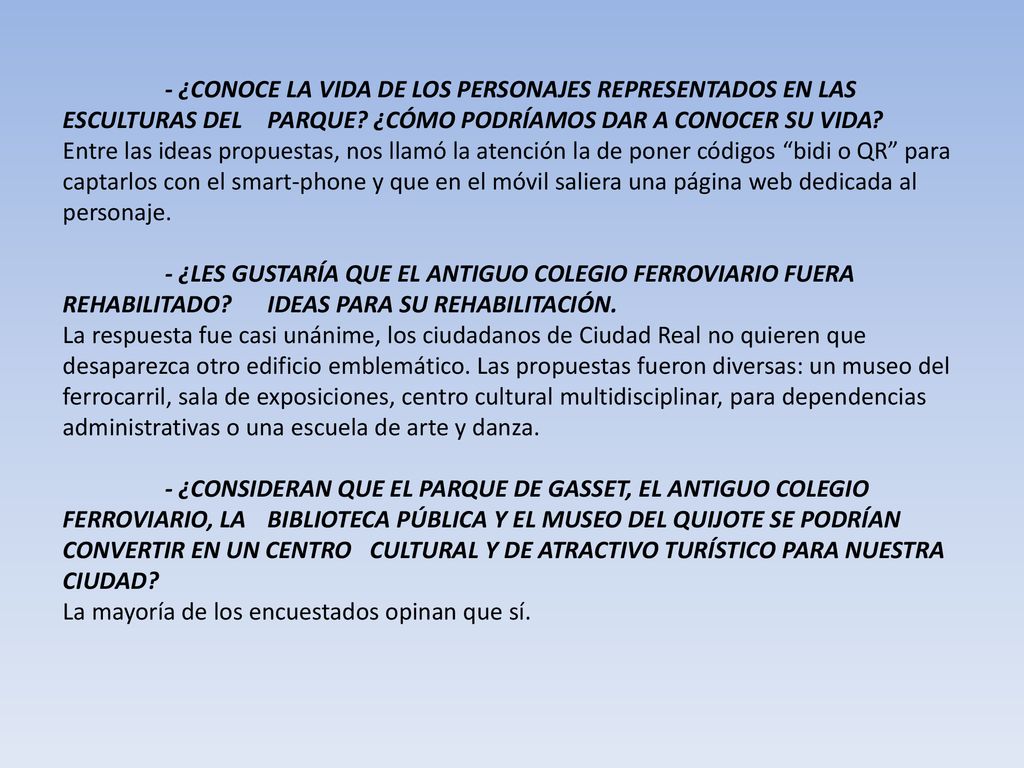 - ¿CONOCE LA VIDA DE LOS PERSONAJES REPRESENTADOS EN LAS ESCULTURAS DEL PARQUE.