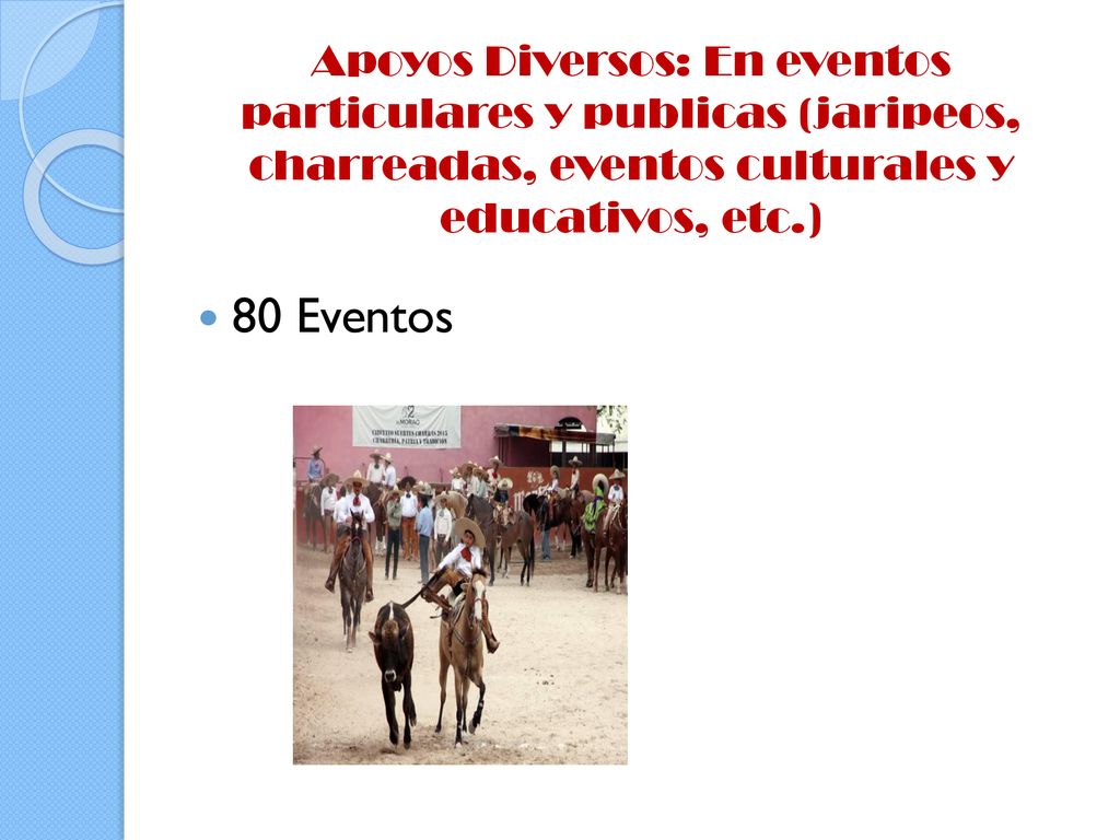 Apoyos Diversos: En eventos particulares y publicas (jaripeos, charreadas, eventos culturales y educativos, etc.)