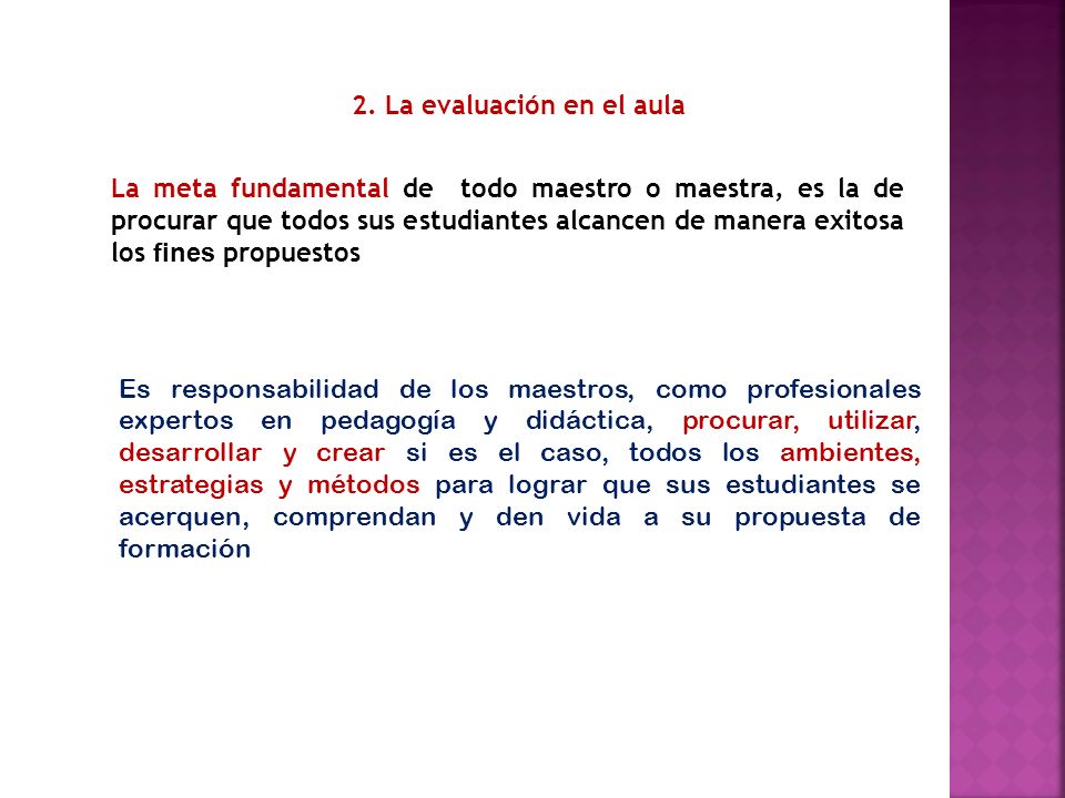2. La evaluación en el aula