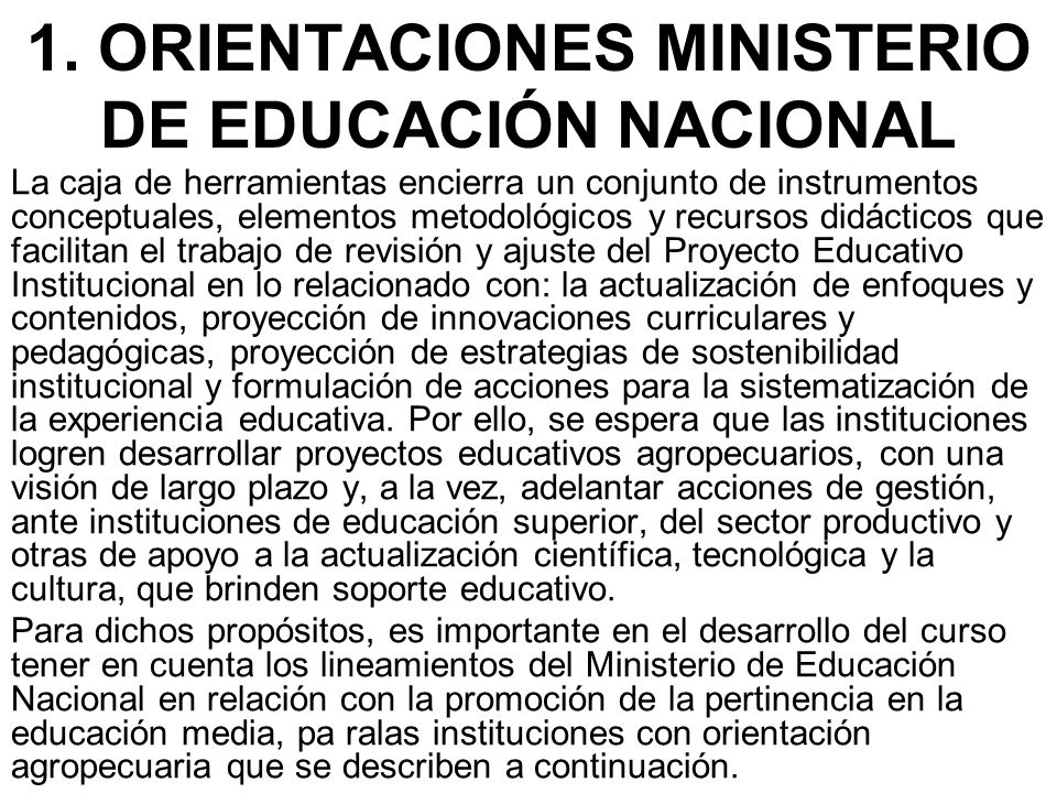 1. ORIENTACIONES MINISTERIO DE EDUCACIÓN NACIONAL