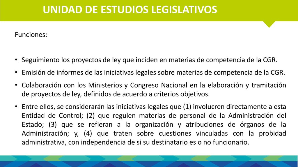 ROL Y FUNCIONES DE LA CONTRALORÍA UNIDAD DE ESTUDIOS LEGISLATIVOS