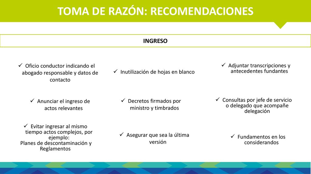 ROL Y FUNCIONES DE LA CONTRALORÍA TOMA DE RAZÓN: RECOMENDACIONES