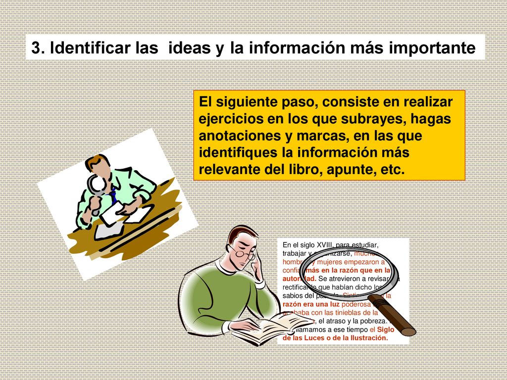 3. Identificar las ideas y la información más importante