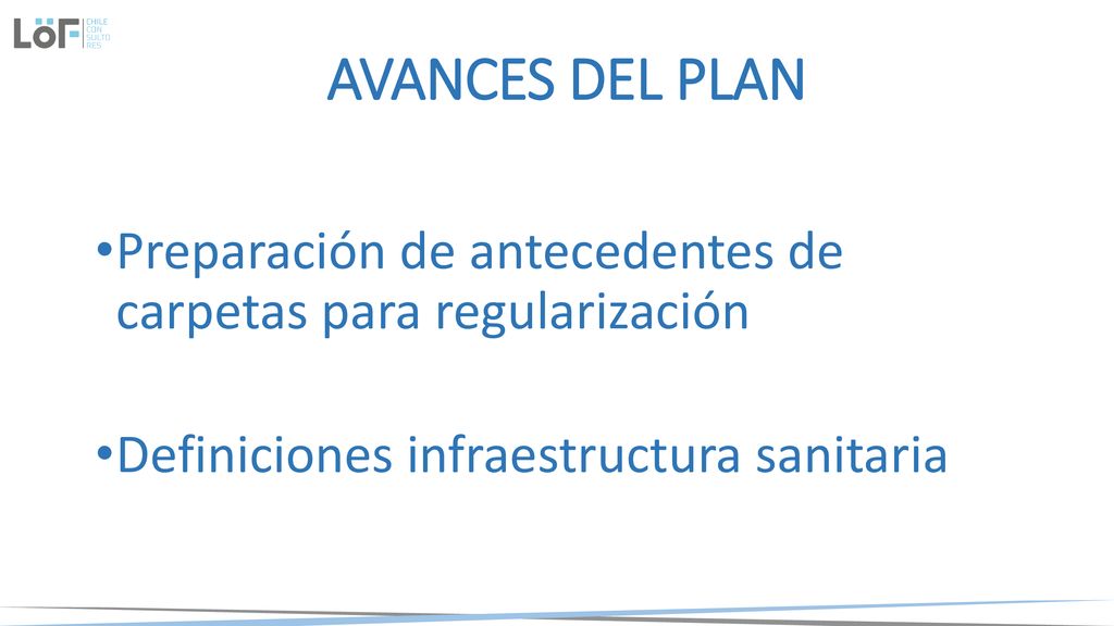 AVANCES DEL PLAN Preparación de antecedentes de carpetas para regularización.