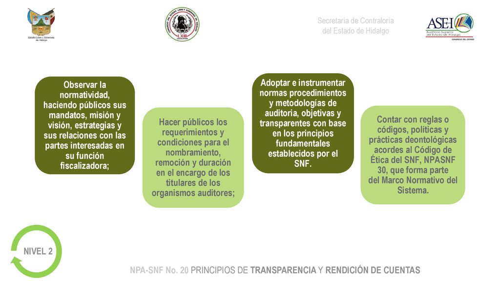 NPA-SNF No. 20 PRINCIPIOS DE TRANSPARENCIA Y RENDICIÓN DE CUENTAS
