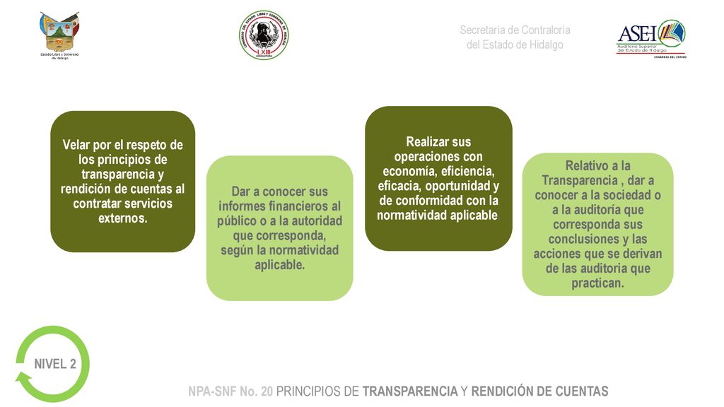 NPA-SNF No. 20 PRINCIPIOS DE TRANSPARENCIA Y RENDICIÓN DE CUENTAS