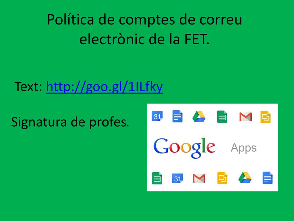 Política de comptes de correu electrònic de la FET.
