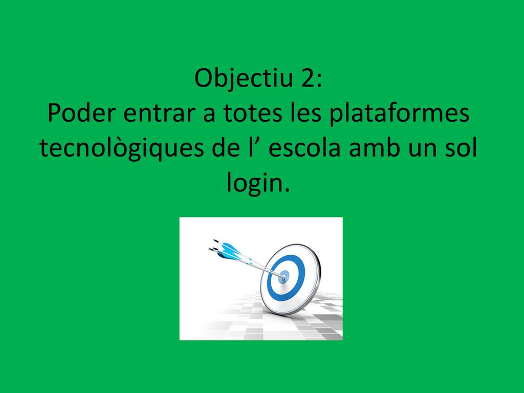 Objectiu 2: Poder entrar a totes les plataformes tecnològiques de l’ escola amb un sol login.