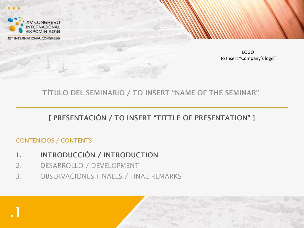 .1 TÍTULO DEL SEMINARIO / To Insert name of the seminar
