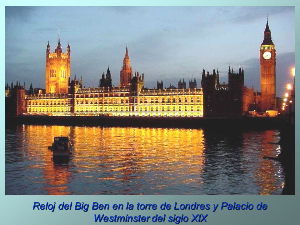 Reloj del Big Ben en la torre de Londres y Palacio de Westminster del siglo XIX