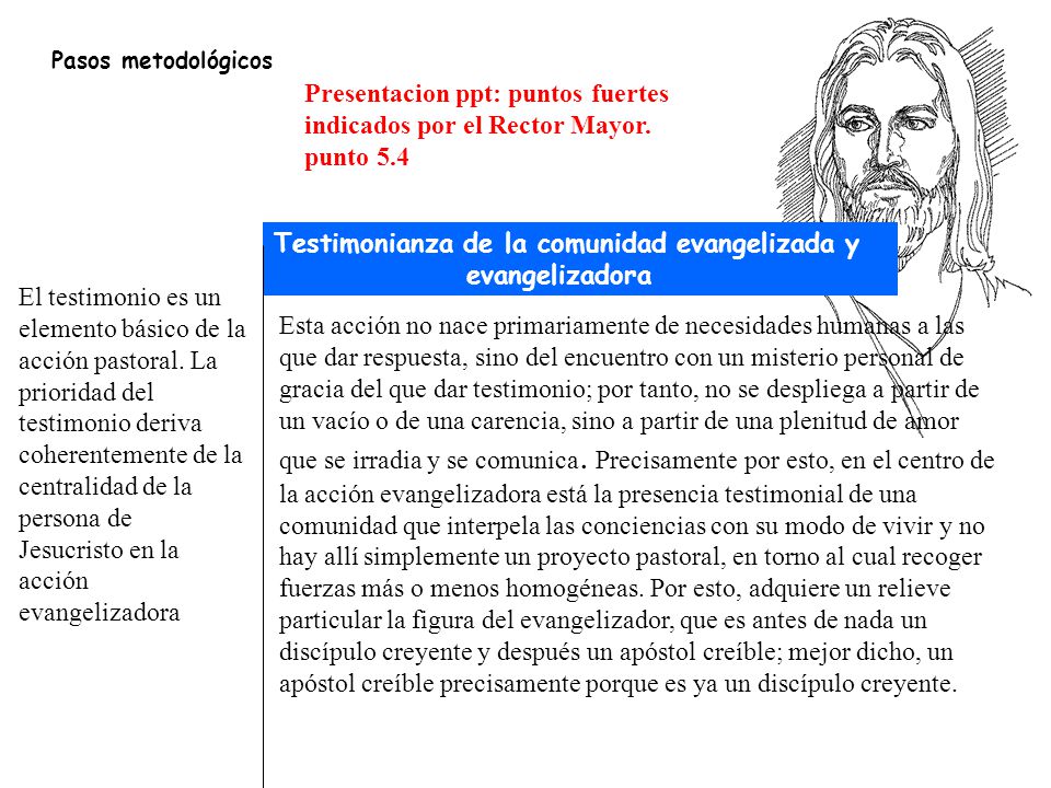 Presentacion ppt: puntos fuertes indicados por el Rector Mayor.