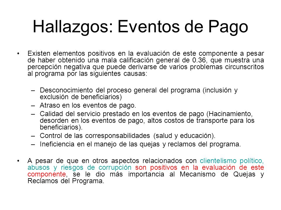 Hallazgos: Eventos de Pago