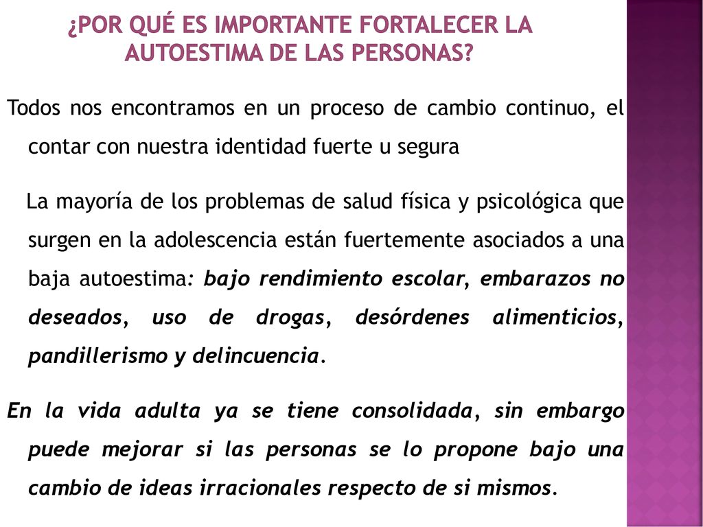¿Por qué es importante fortalecer la autoestima de las personas