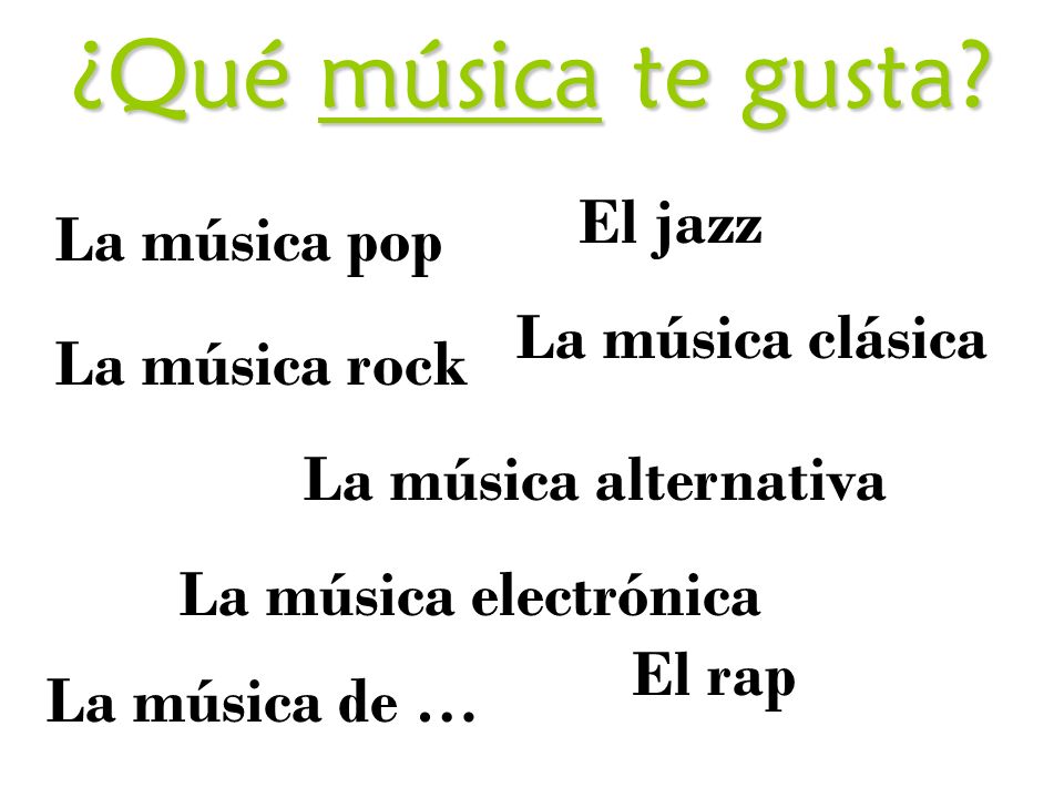 ¿Qué música te gusta El jazz La música pop La música clásica