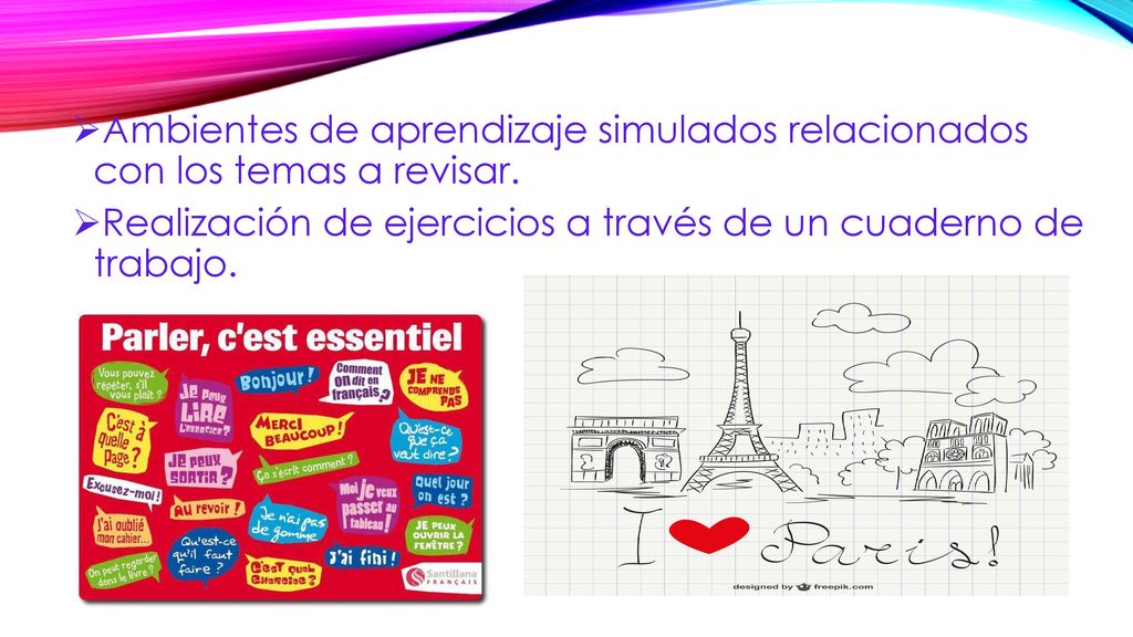 Ambientes de aprendizaje simulados relacionados con los temas a revisar.