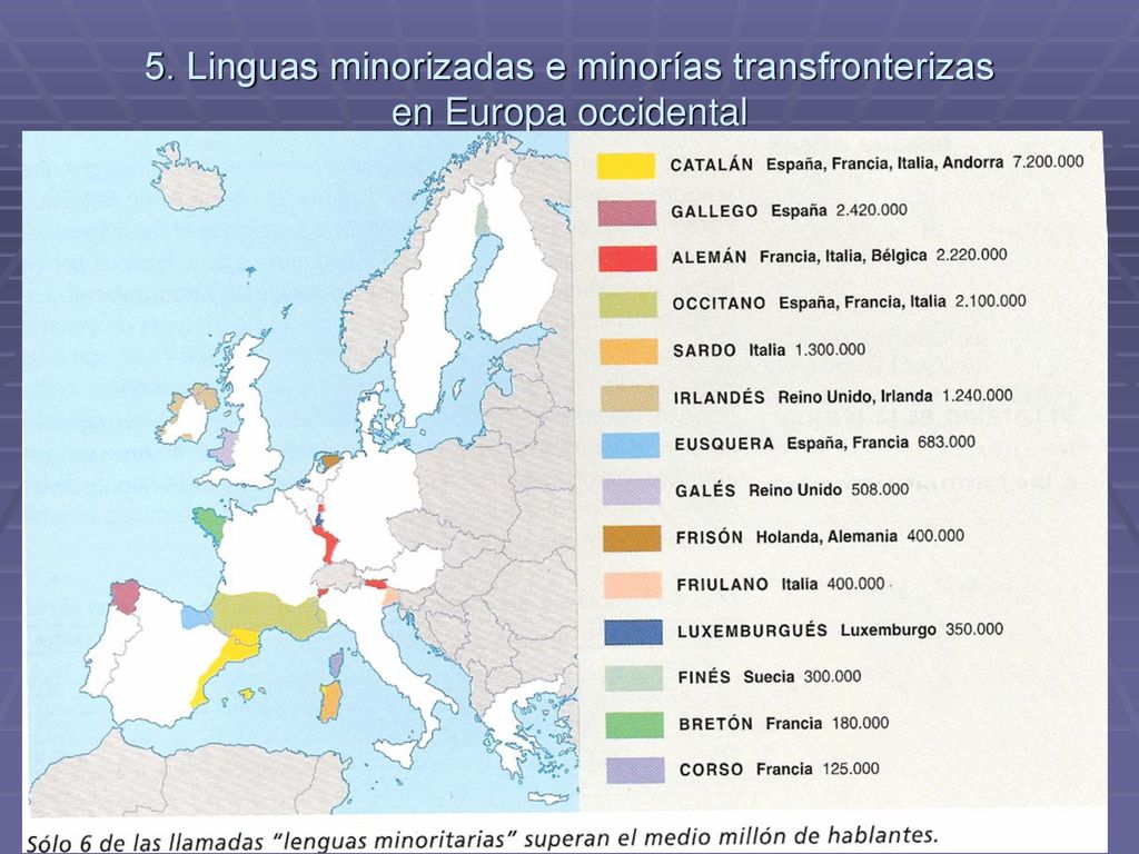 5. Linguas minorizadas e minorías transfronterizas en Europa occidental