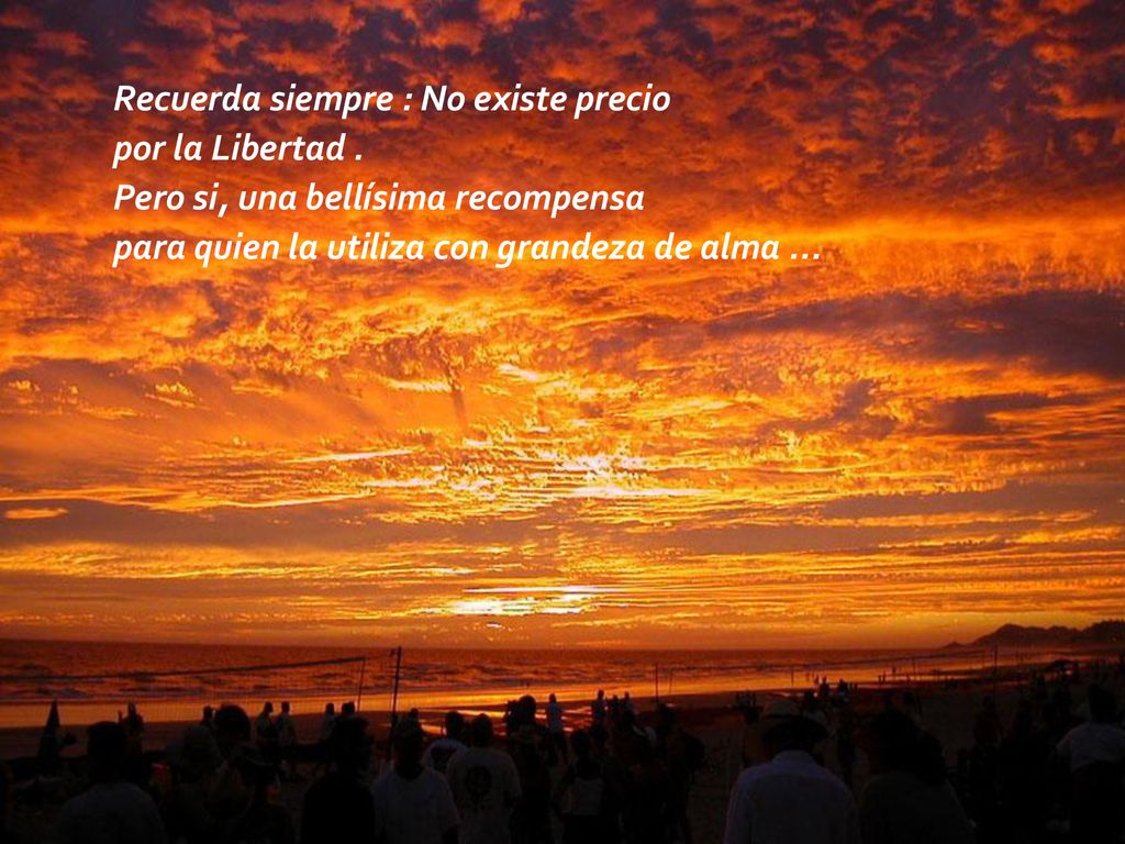Recuerda siempre : No existe precio por la Libertad .
