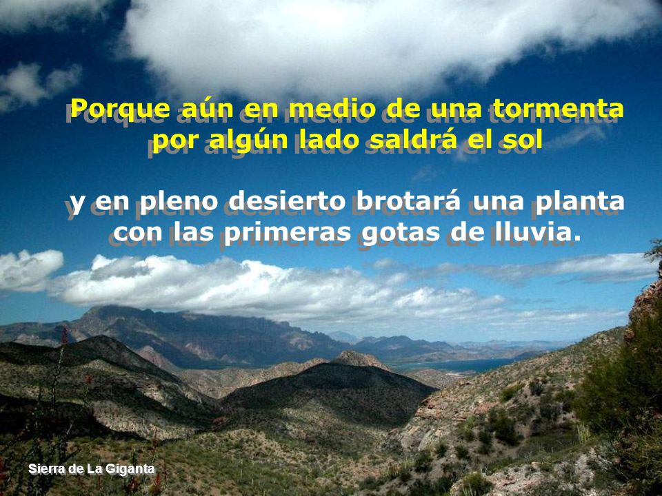 Porque aún en medio de una tormenta por algún lado saldrá el sol