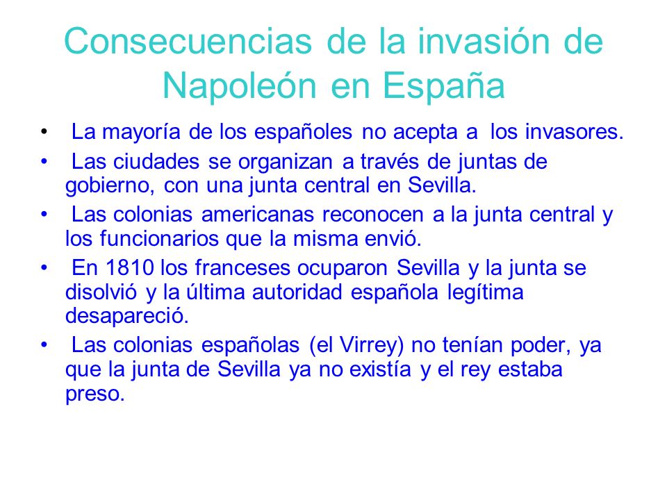 Consecuencias de la invasión de Napoleón en España