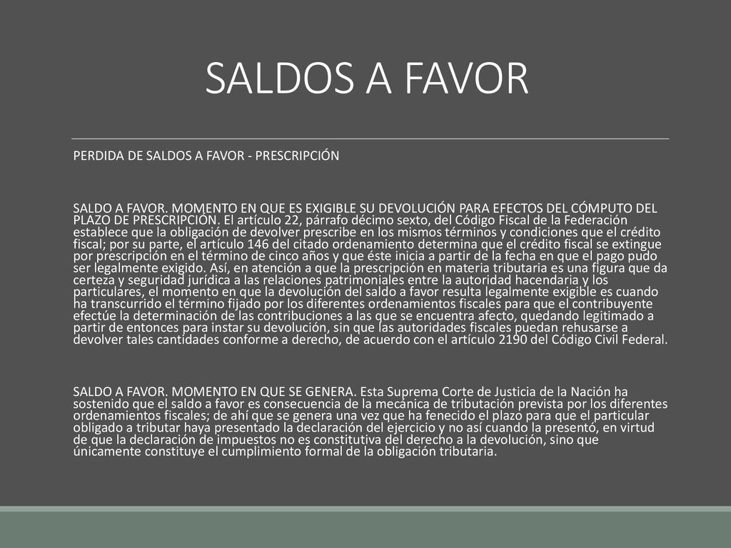 SALDOS A FAVOR PERDIDA DE SALDOS A FAVOR - PRESCRIPCIÓN