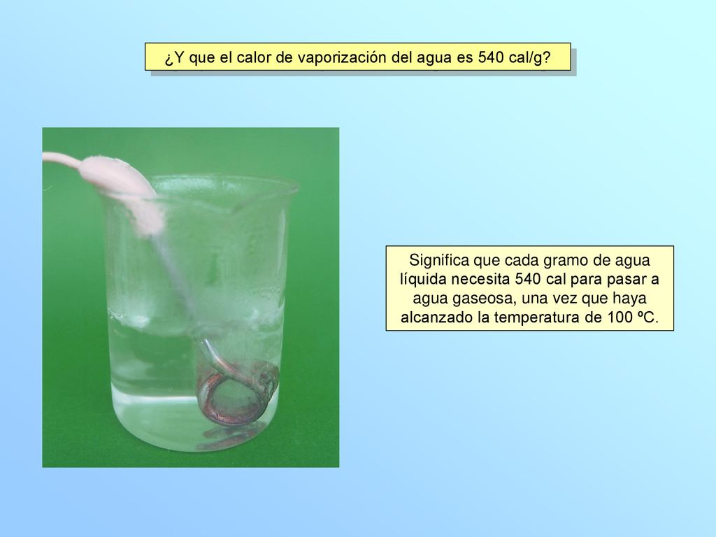 ¿Y que el calor de vaporización del agua es 540 cal/g