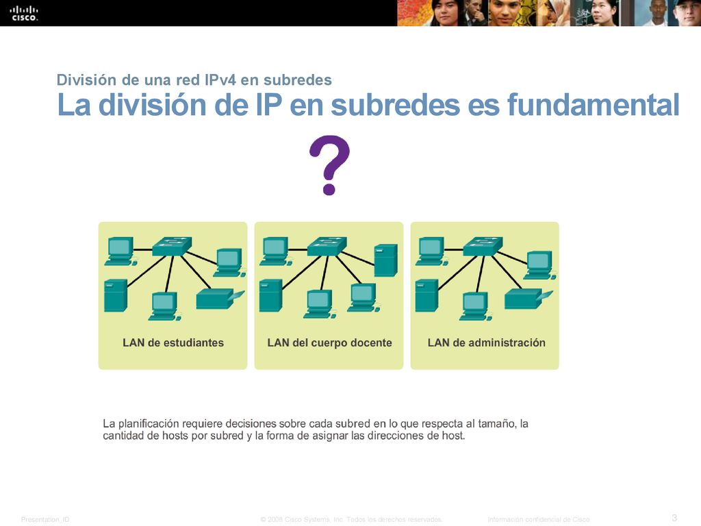 División de una red IPv4 en subredes La división de IP en subredes es fundamental