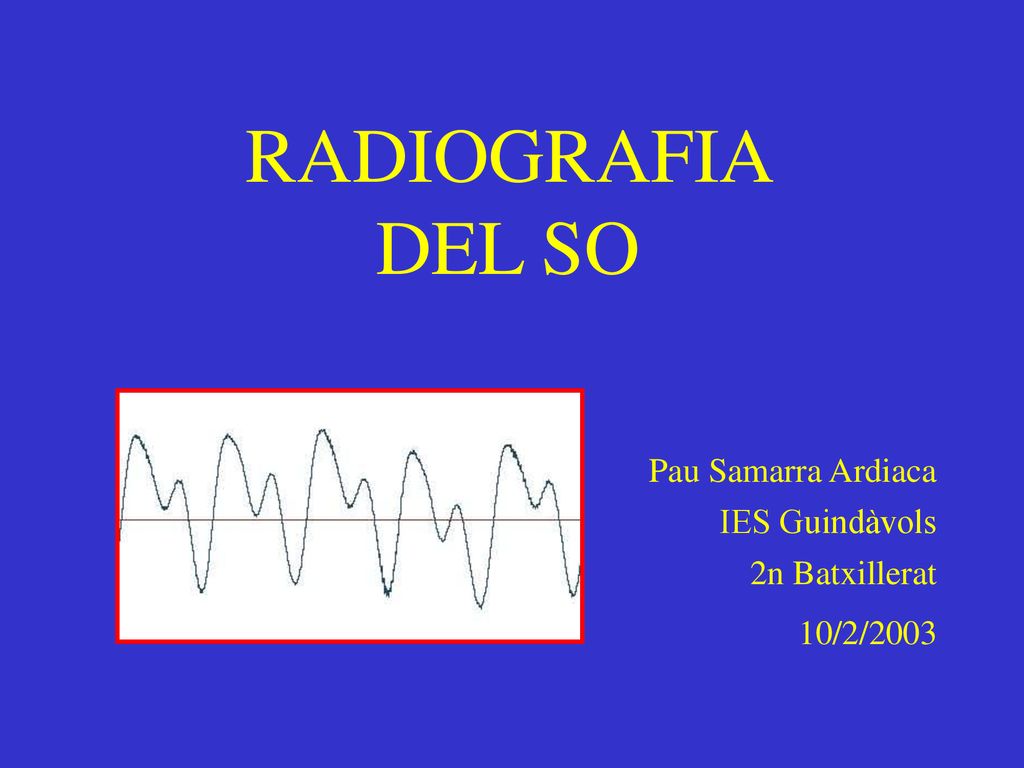 RADIOGRAFIA DEL SO Pau Samarra Ardiaca IES Guindàvols 2n Batxillerat