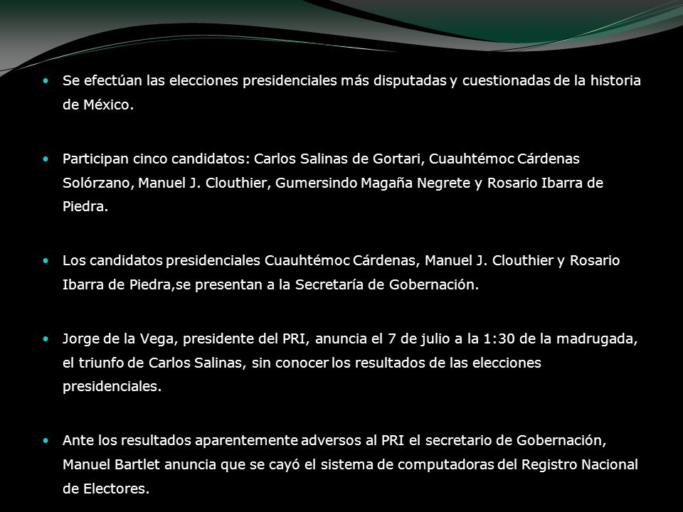 Se efectúan las elecciones presidenciales más disputadas y cuestionadas de la historia de México.