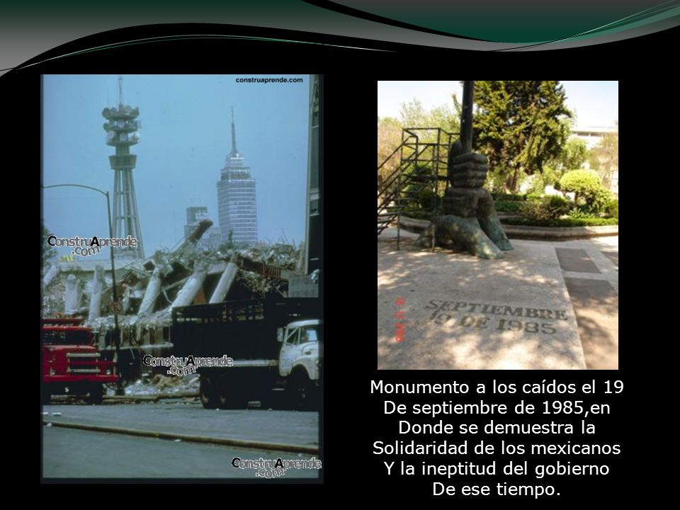 Monumento a los caídos el 19 De septiembre de 1985,en