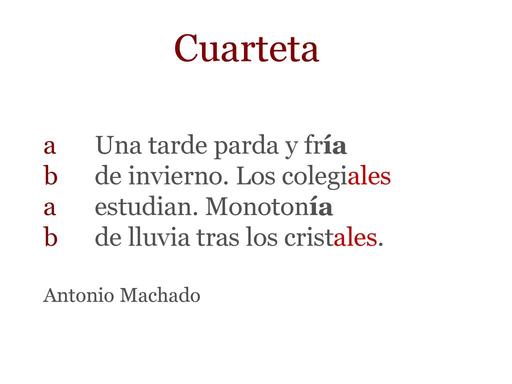 Cuarteta a Una tarde parda y fría b de invierno.
