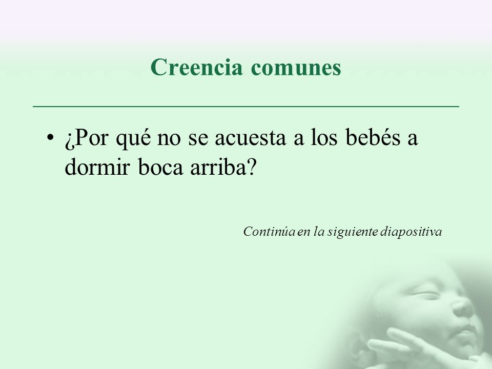¿Por qué no se acuesta a los bebés a dormir boca arriba