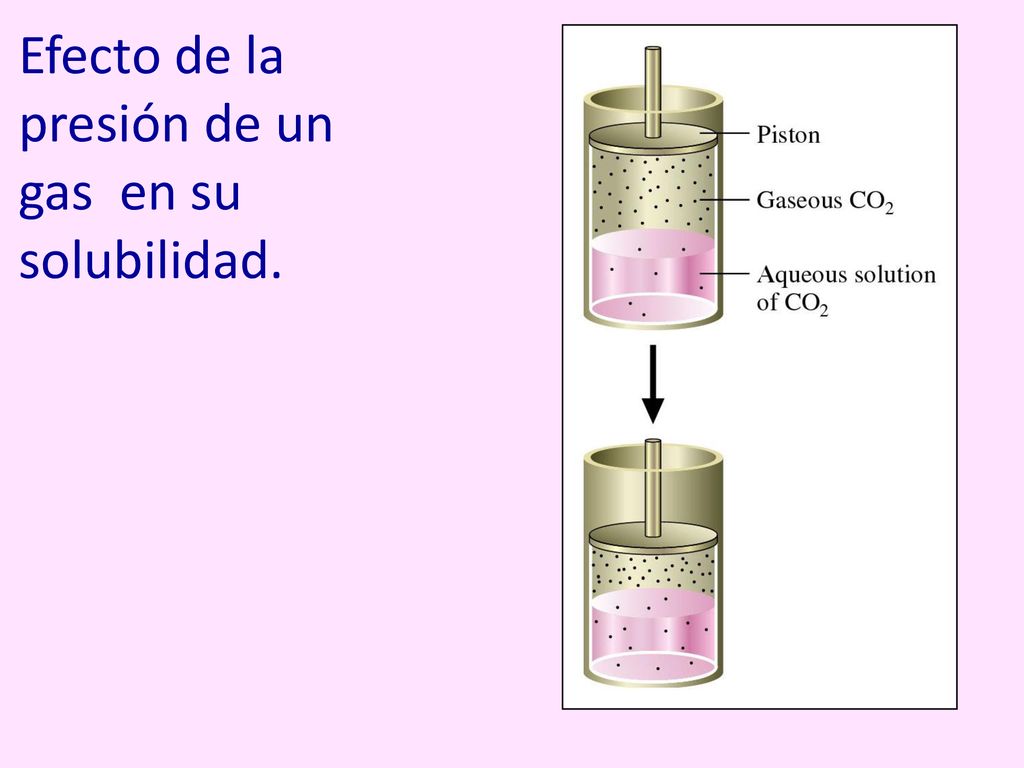 Efecto de la presión de un gas en su solubilidad.