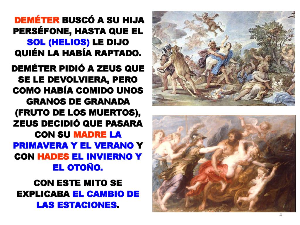 CON ESTE MITO SE EXPLICABA EL CAMBIO DE LAS ESTACIONES.