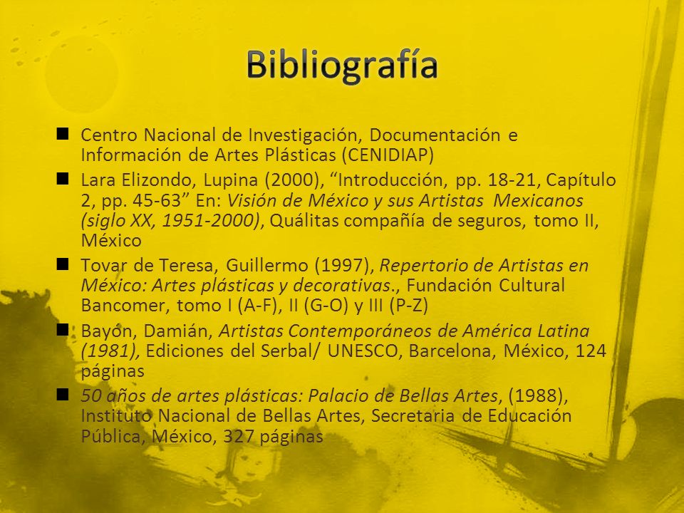 Bibliografía Centro Nacional de Investigación, Documentación e Información de Artes Plásticas (CENIDIAP)